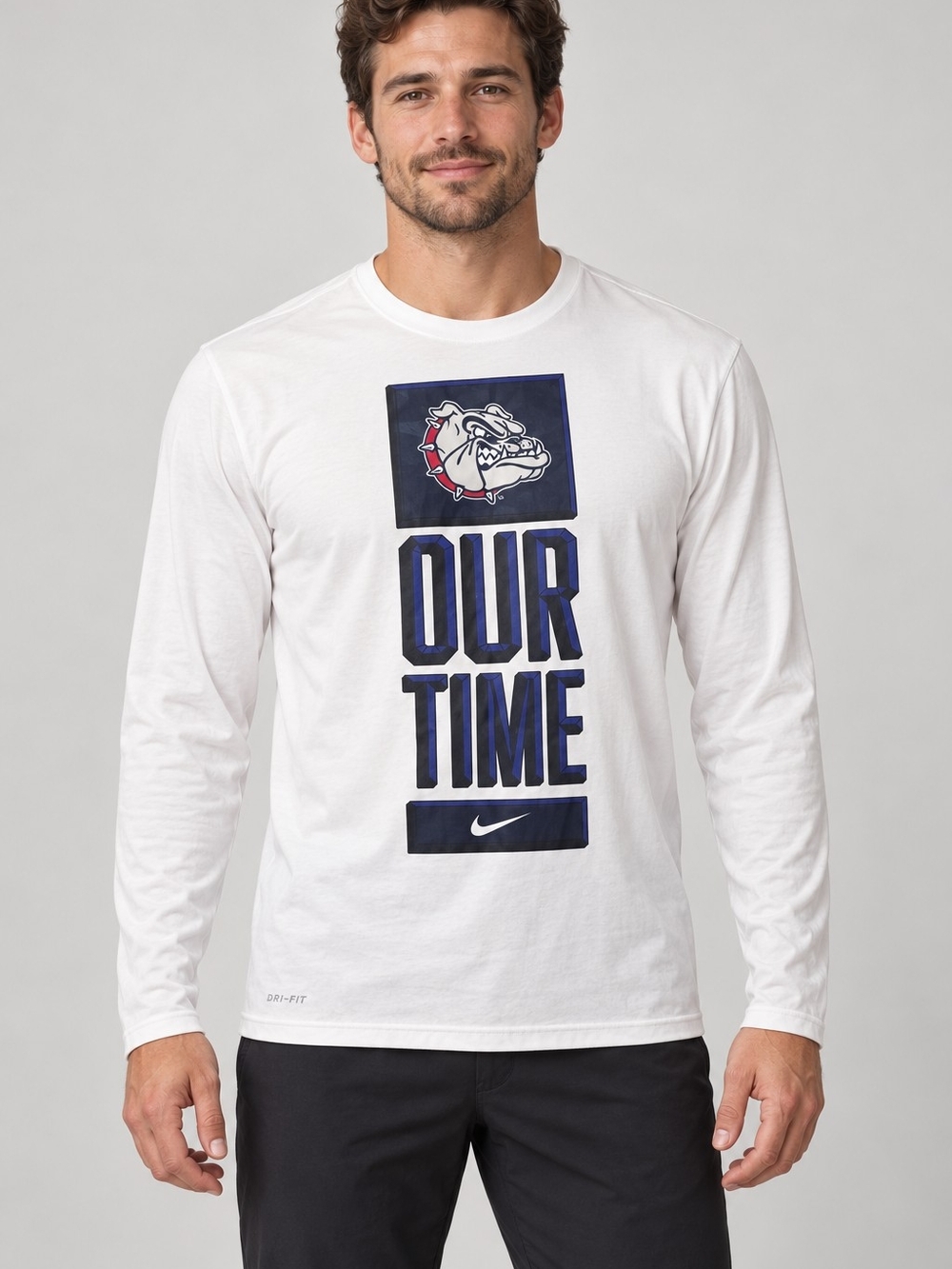 Nike Gonzaga Bulldogs Our Time Dri-FIT Long Sleeve Shirt Menβs L White